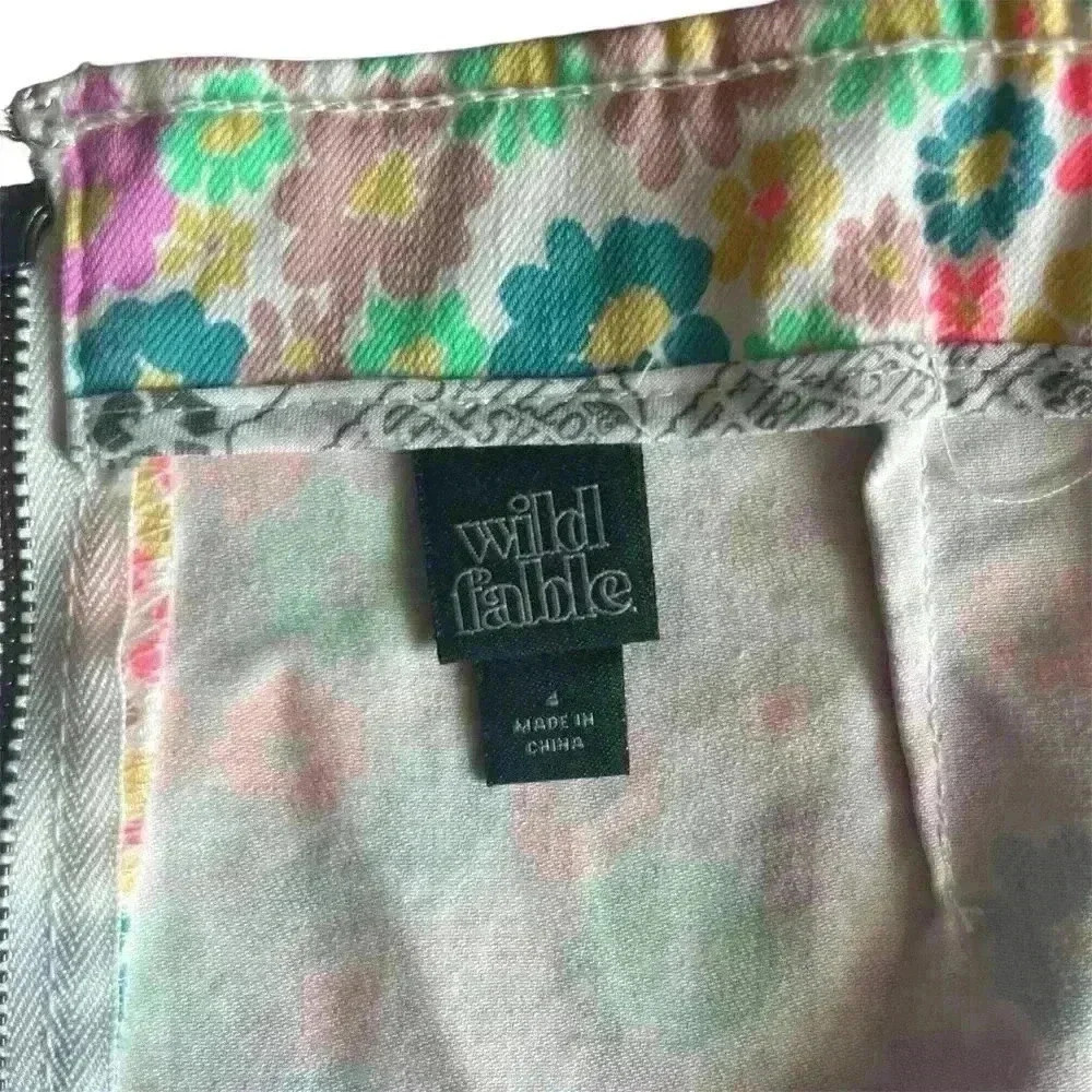 Wild Fable Floral Boho Neon Pastel Mini Skirt - Picture 2 of 5